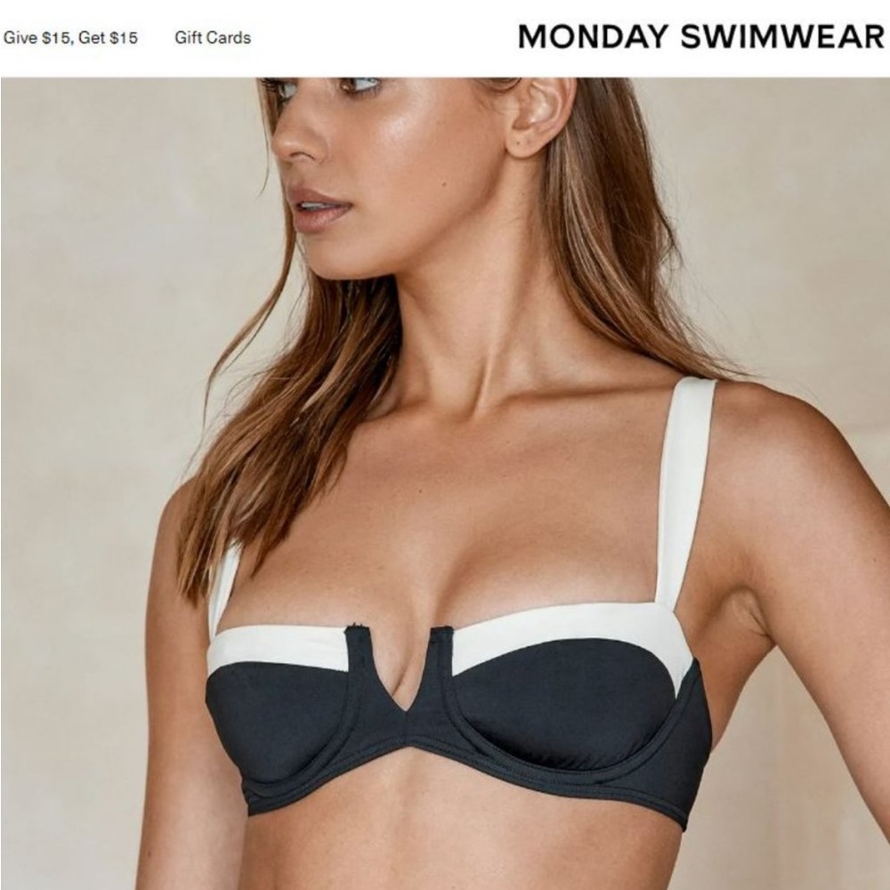 Monday Swimwear - Clovelly Top (Black/Ivory) - Size V DDD/E